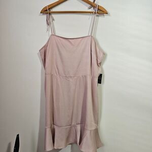 NWT EXPRESS LIGHT PINK TIE SHOULDER TANK DRESS TIERED RUFFLED HEM SIZE XL